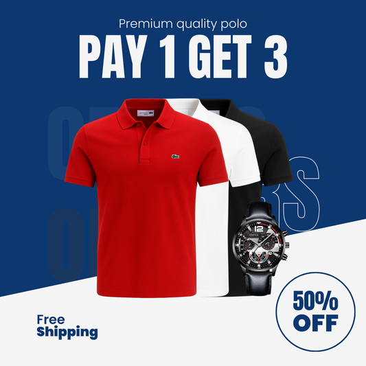 POLO LACOSTE KIT [ BUY 1 GET 3 ] + EXCLUSIVE WATCH