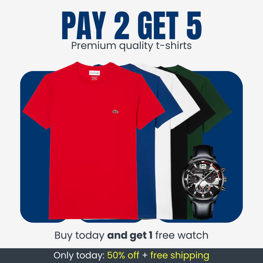 KIT LACOSTE SHIRTS [PAY 2 AND GET 5] + EXCLUSIVE WATCH